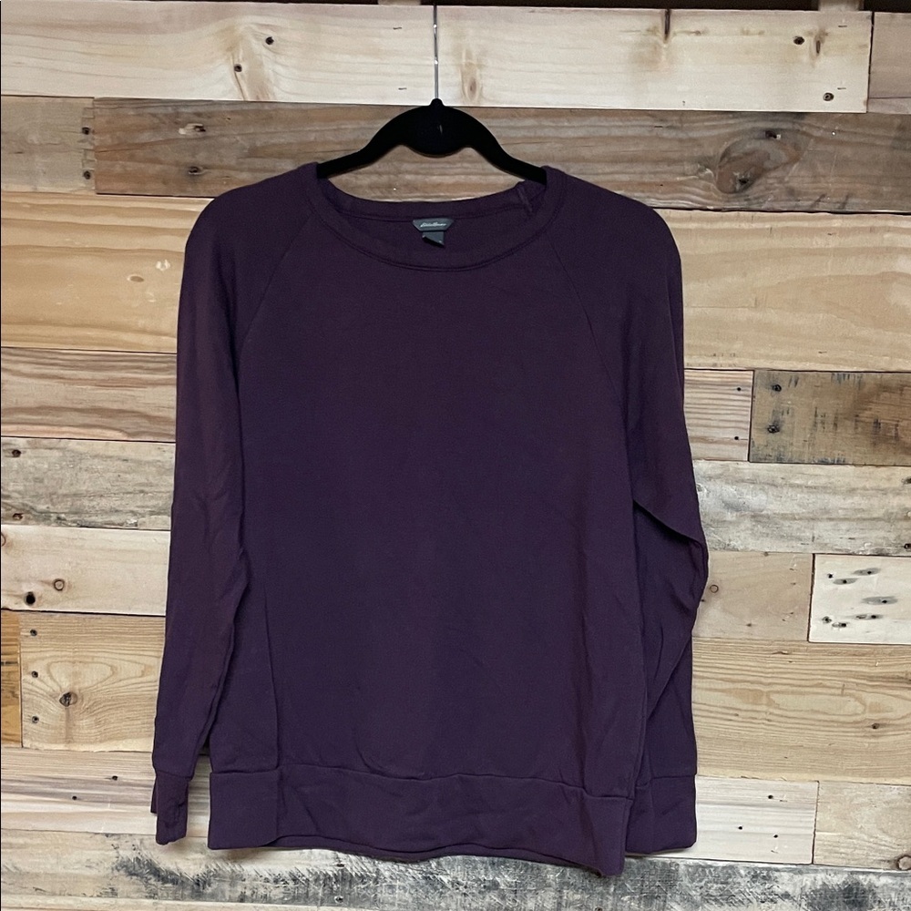 Eddie Bauer size Small Deep Purple Crewneck Super Soft Long Sleeve Sweatshirt